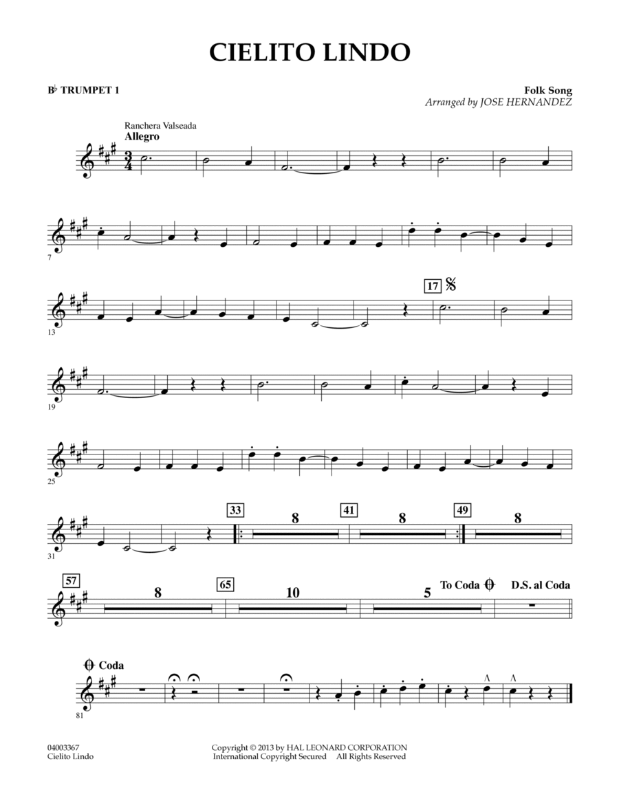 Cielito Lindo - Bb Trumpet 1