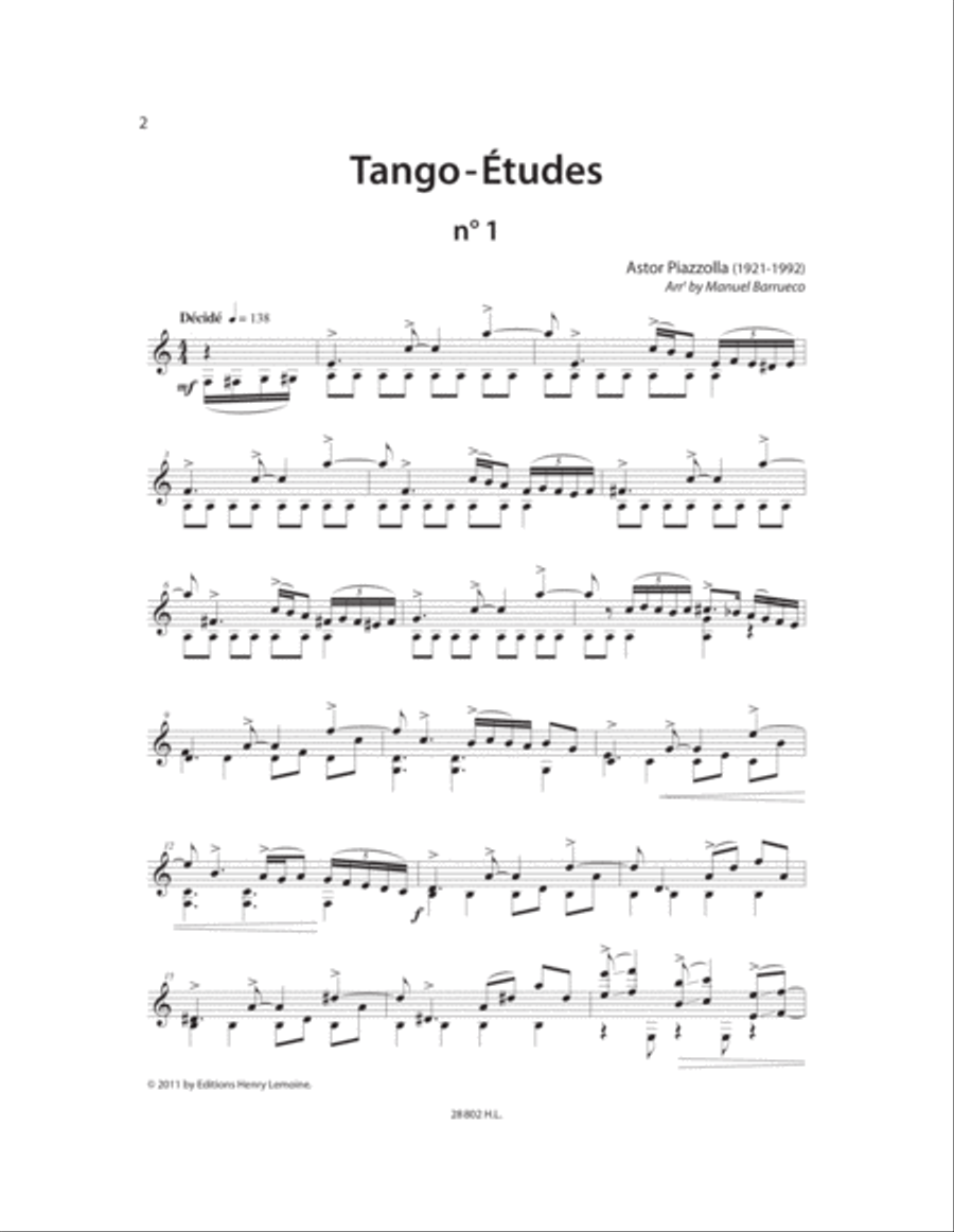 Tango - Etudes (6) ou Etudes tanguistiques Acoustic Guitar scores gallery preview page 2