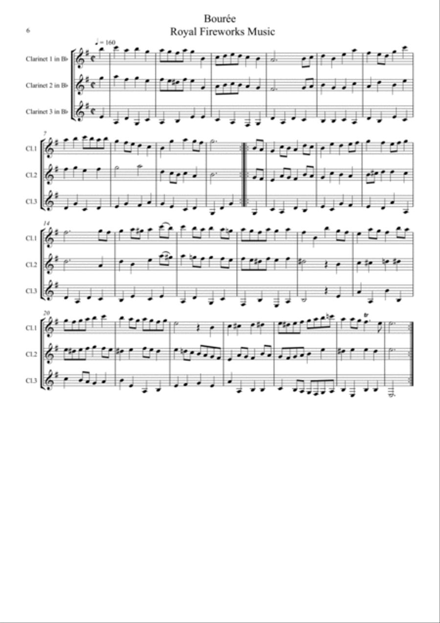 Handel: 5 Movements from the Water Music and Royal Fireworks Music - clarinet trio Clarinet Trio scores gallery preview page 6