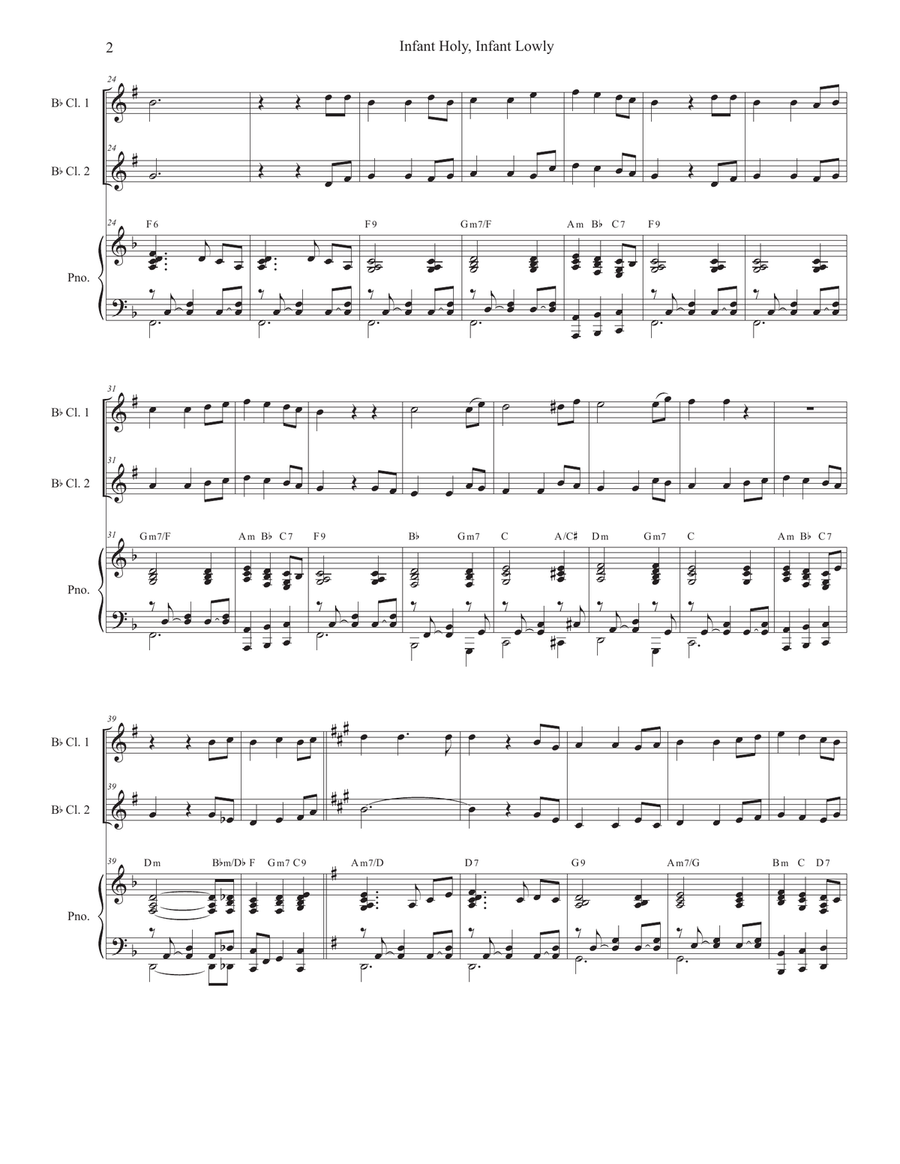 Infant Holy, Infant Lowly (Duet for Bb-Clarinet) Clarinet Duet scores gallery preview page 2