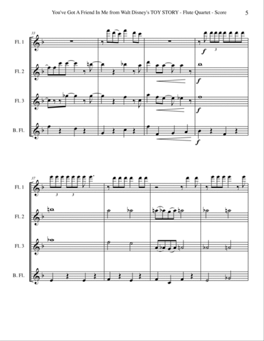 You've Got A Friend In Me Woodwind Quartet scores gallery preview page 5