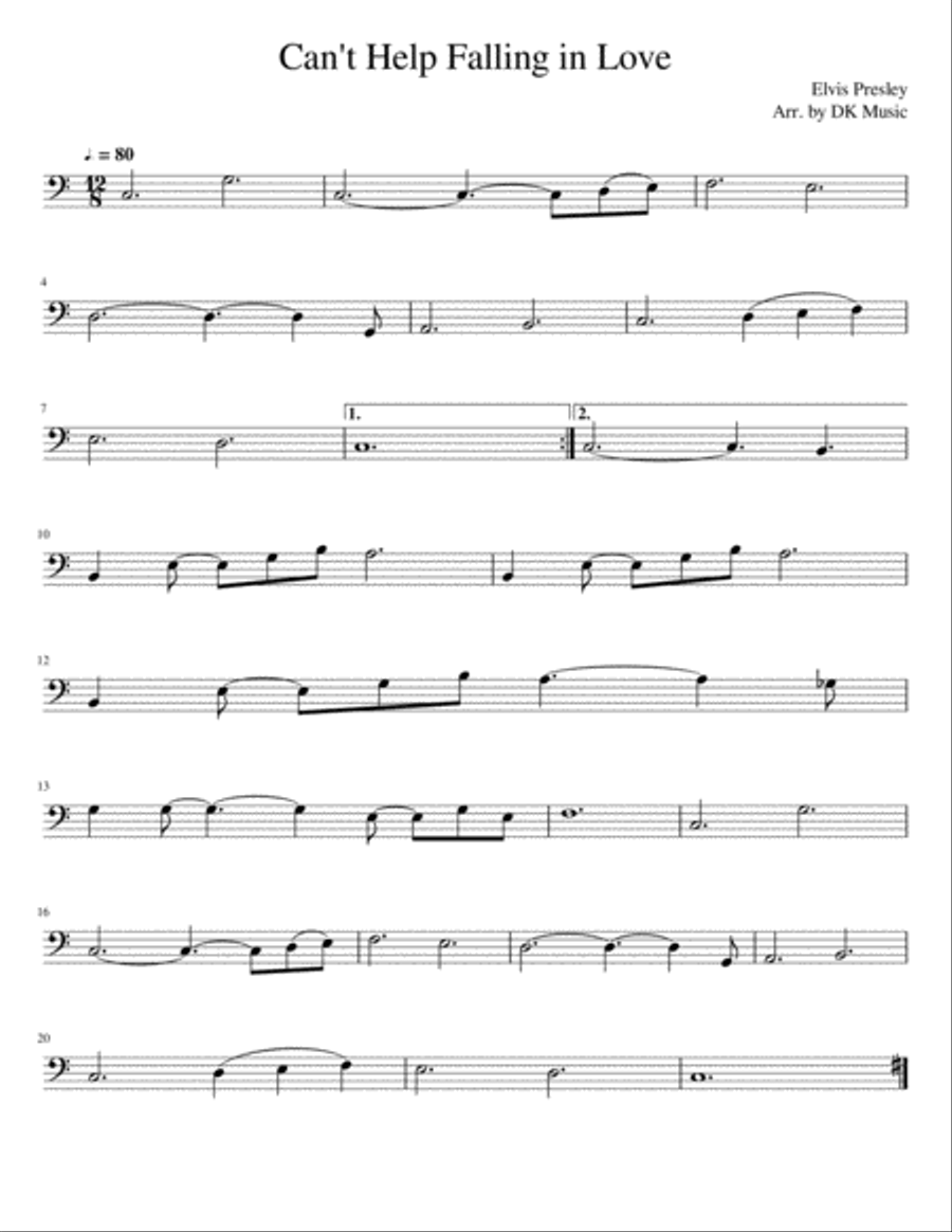 Can't Help Falling In Love String Duet scores gallery preview page 1