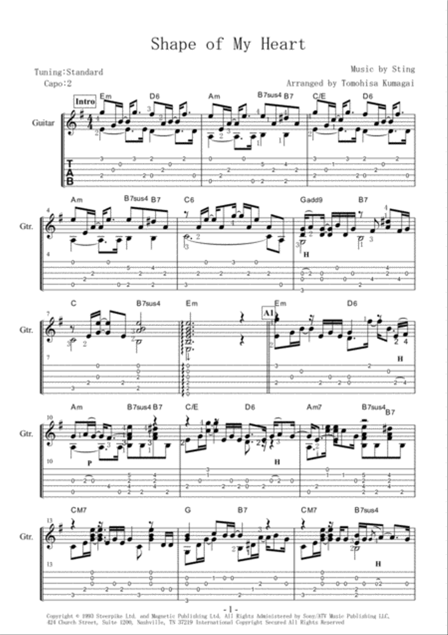 Shape Of My Heart Electric Guitar scores gallery preview page 1