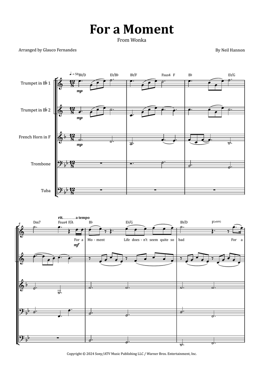 For A Moment Brass Quintet scores gallery preview page 1