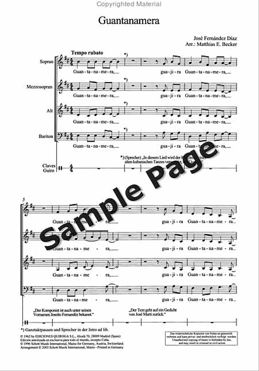 Fernandez Diaz Guantanamera (becker) Mixed Choir scores gallery preview page 4