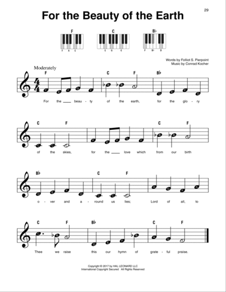 For The Beauty Of The Earth Easy Piano scores gallery preview page 1