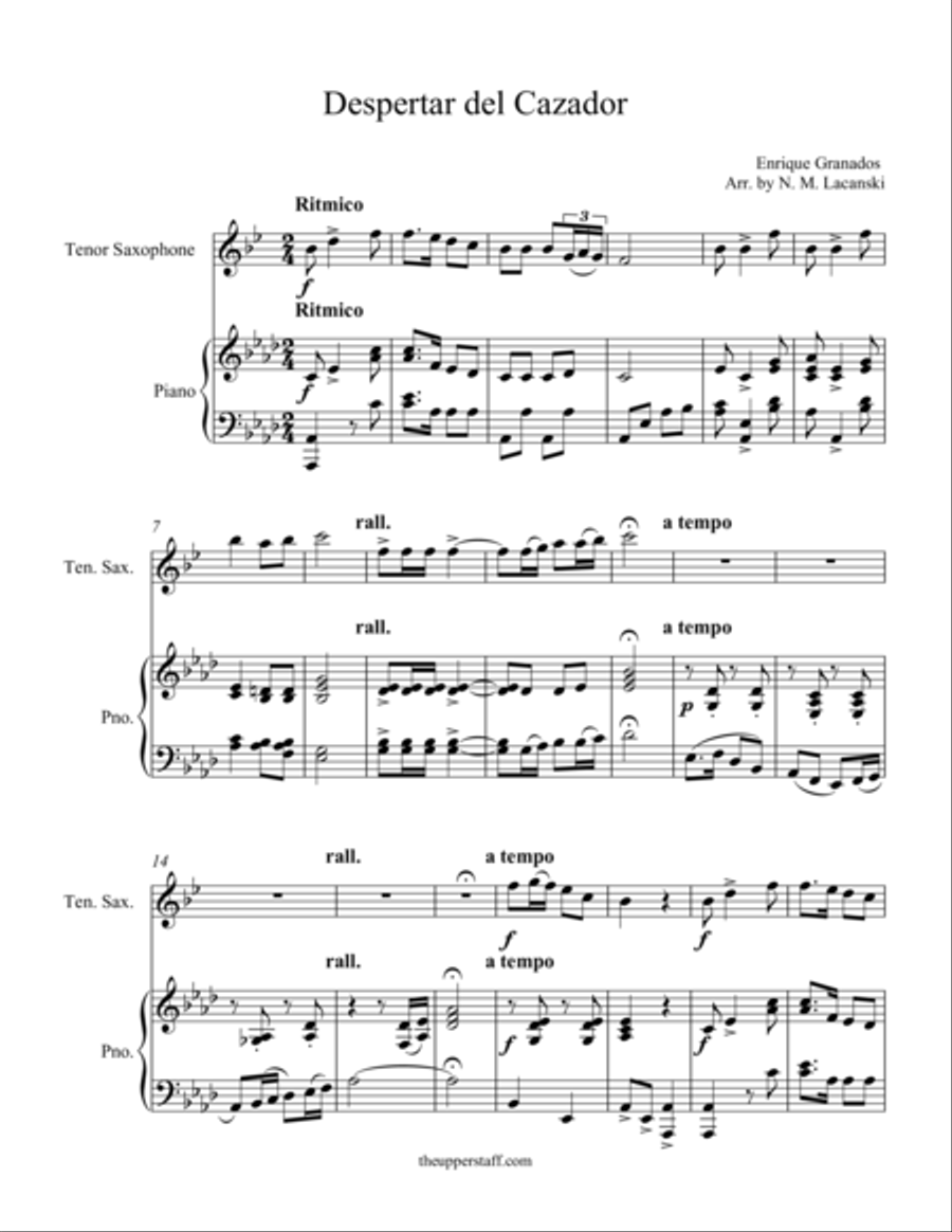 Despertar del Cazador Tenor Saxophone scores gallery preview page 1