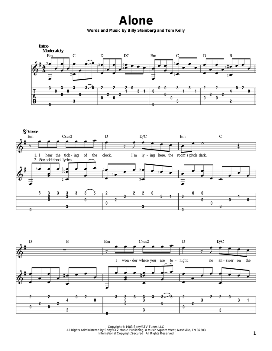Alone Alone Acoustic Guitar scores gallery preview page 1