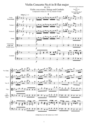 Book cover for Vivaldi - Violin Concerto No.6 in F major RV 374 Op.7 for Violin, Strings and Cembalo