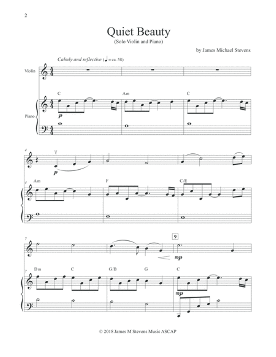 Quiet Beauty - Violin & Piano Quiet Beauty - Violin & Piano Violin Solo scores gallery preview page 2