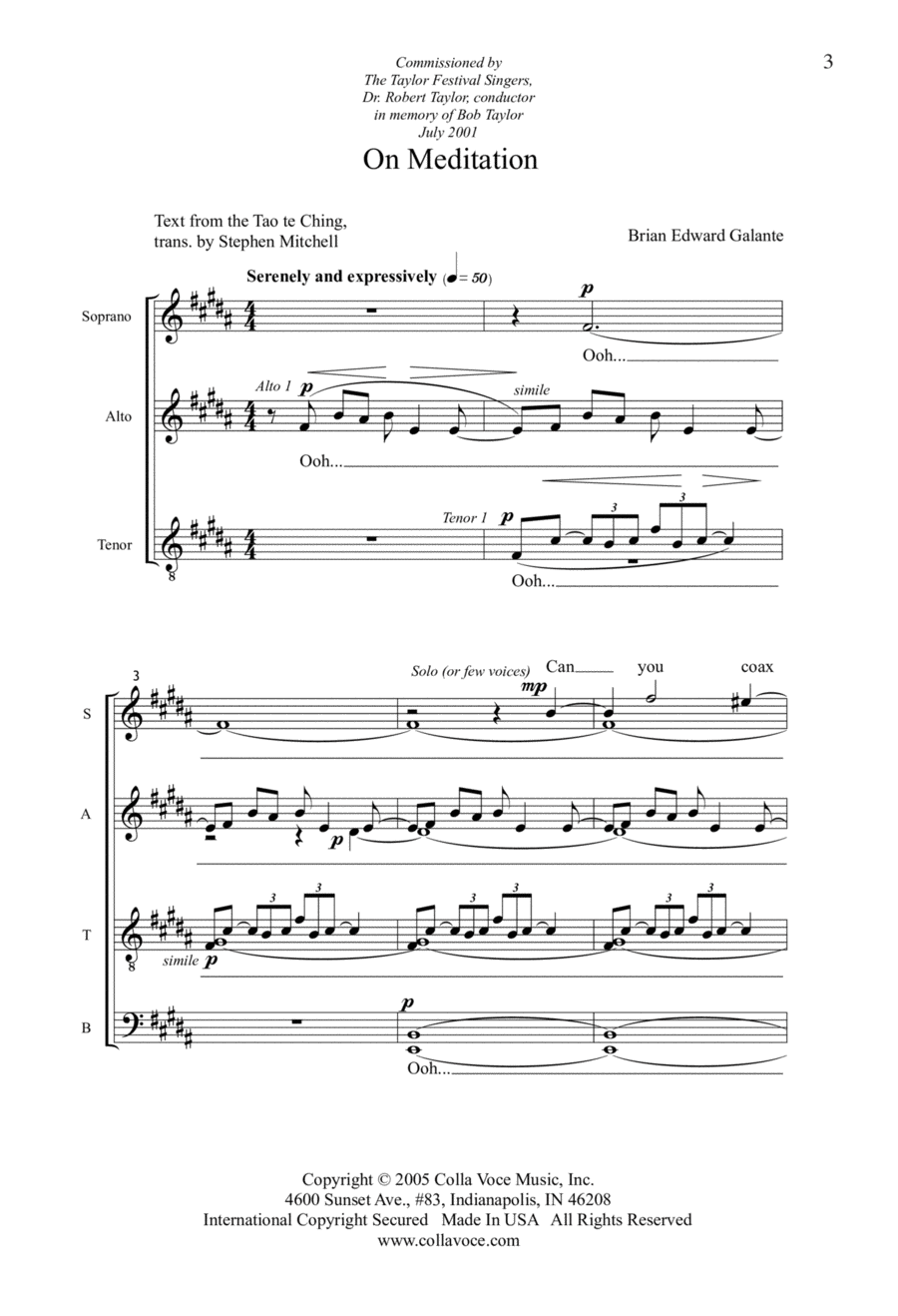 On Meditation 4-Part scores gallery preview page 1