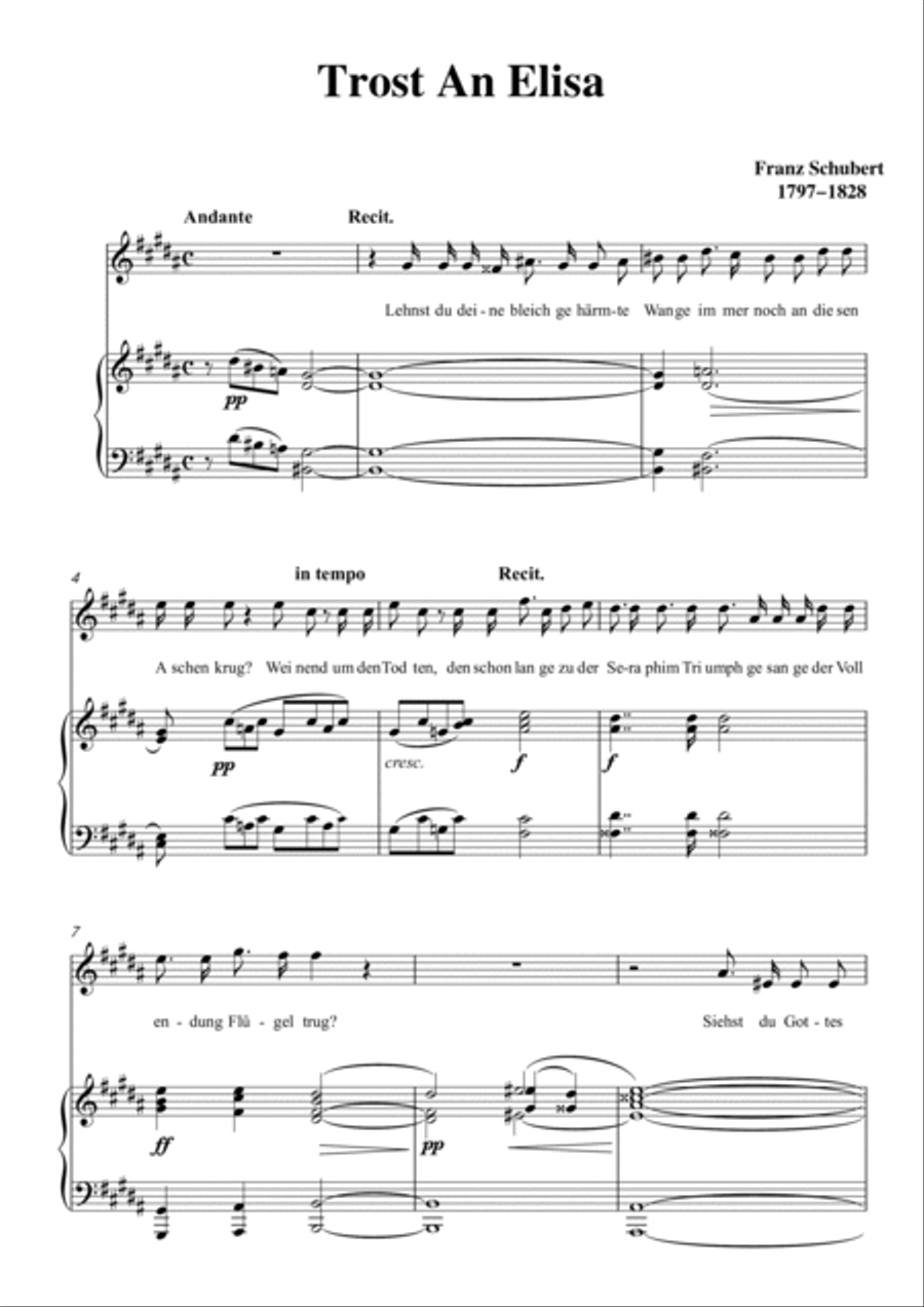 Schubert-Trost An Elisa in B for Vocal and Piano Voice scores gallery preview page 2
