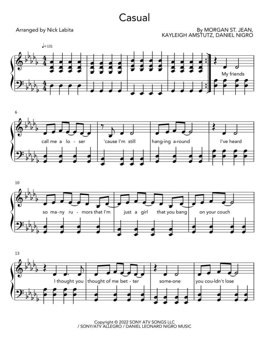 Casual Piano scores gallery preview page 1