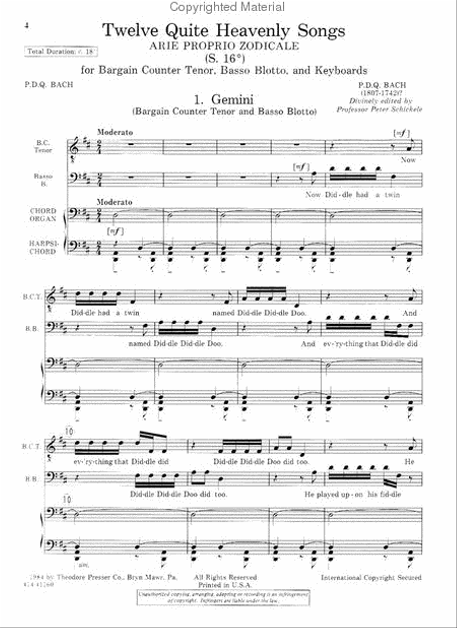 Twelve Quite Heavenly Songs Arie Proprio Zodicale Chamber Music scores gallery preview page 2