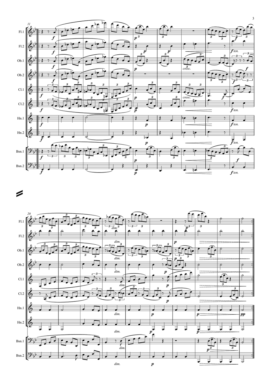 Brahms: Variations on a Theme by Haydn (St. Anthony Chorale) Op.56a (Theme & Variations 1-8) Woodwind Quintet scores gallery preview page 3