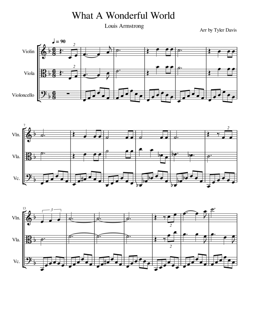 What A Wonderful World String Trio scores gallery preview page 1
