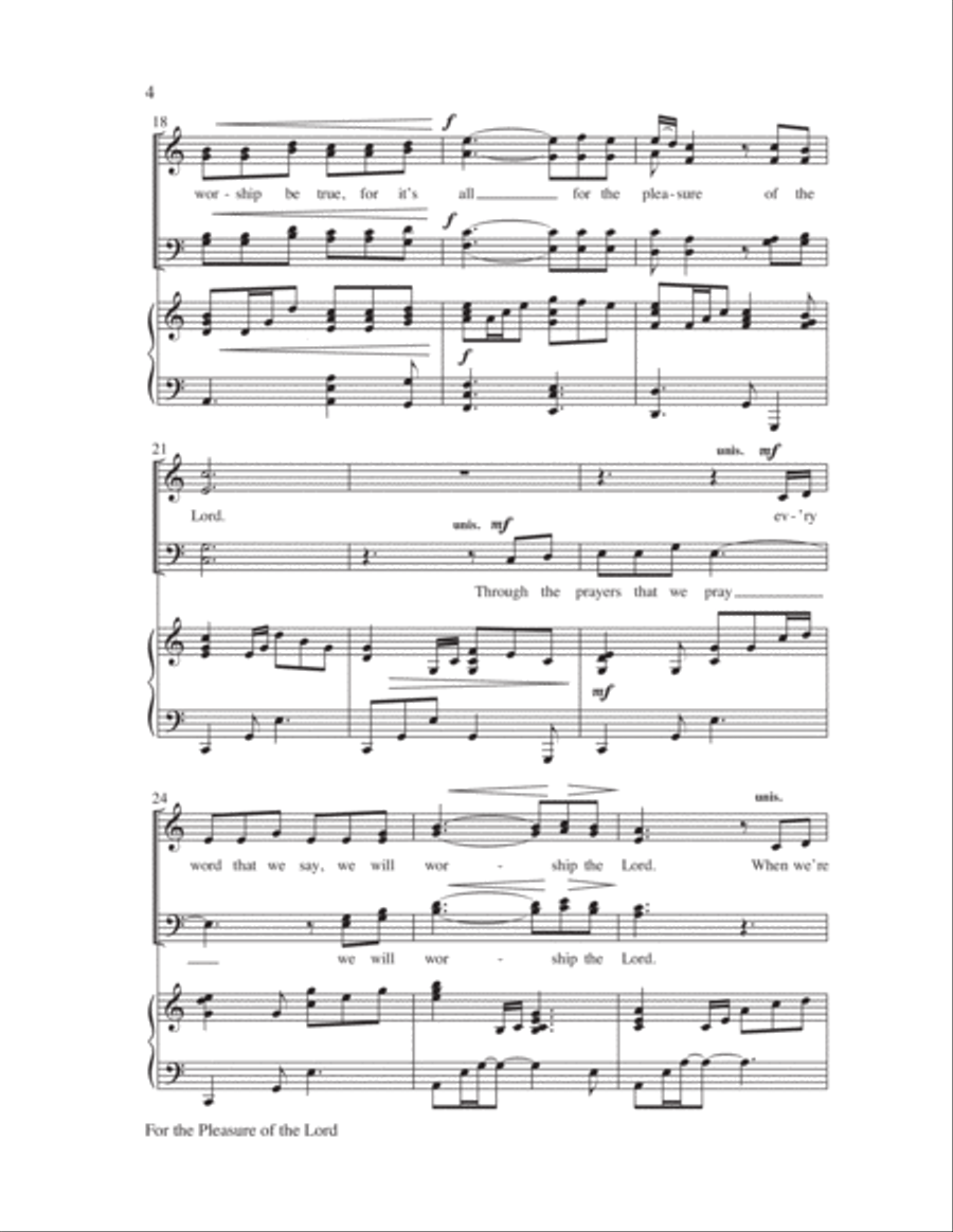For the Pleasure of the Lord 4-Part scores gallery preview page 4