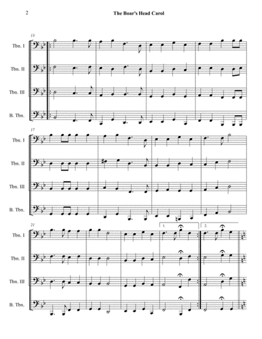 The Boar's Head Carol - Trombone Quartet or Choir - Intermediate image number null