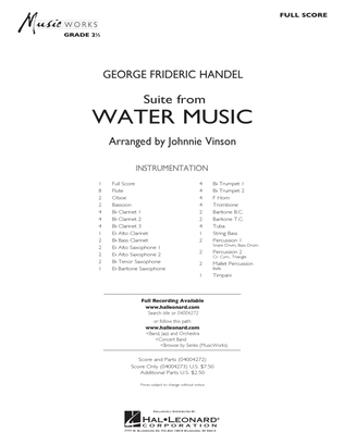 Book cover for Suite from Water Music - Full Score