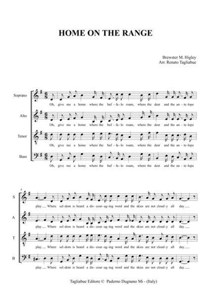 HOME ON THE RANGE - For SATB Choir image number null