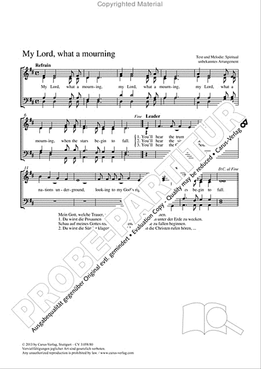 My Lord, what a mourning My Lord, what a mourning 4-Part scores gallery preview page 2