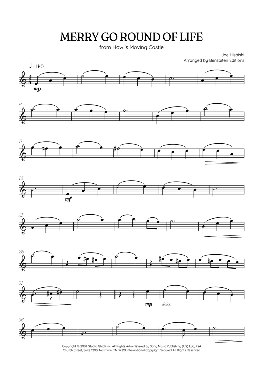 Merry-Go-Round Of Life B-Flat Trumpet scores gallery preview page 1
