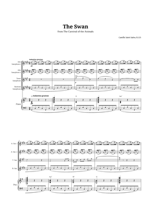 Book cover for The Swan by Saint-Saëns for Sax Quartet AATB and Piano with Chords