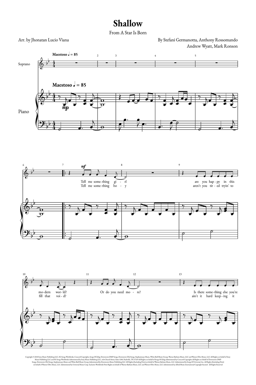 Shallow A Cappella scores gallery preview page 1