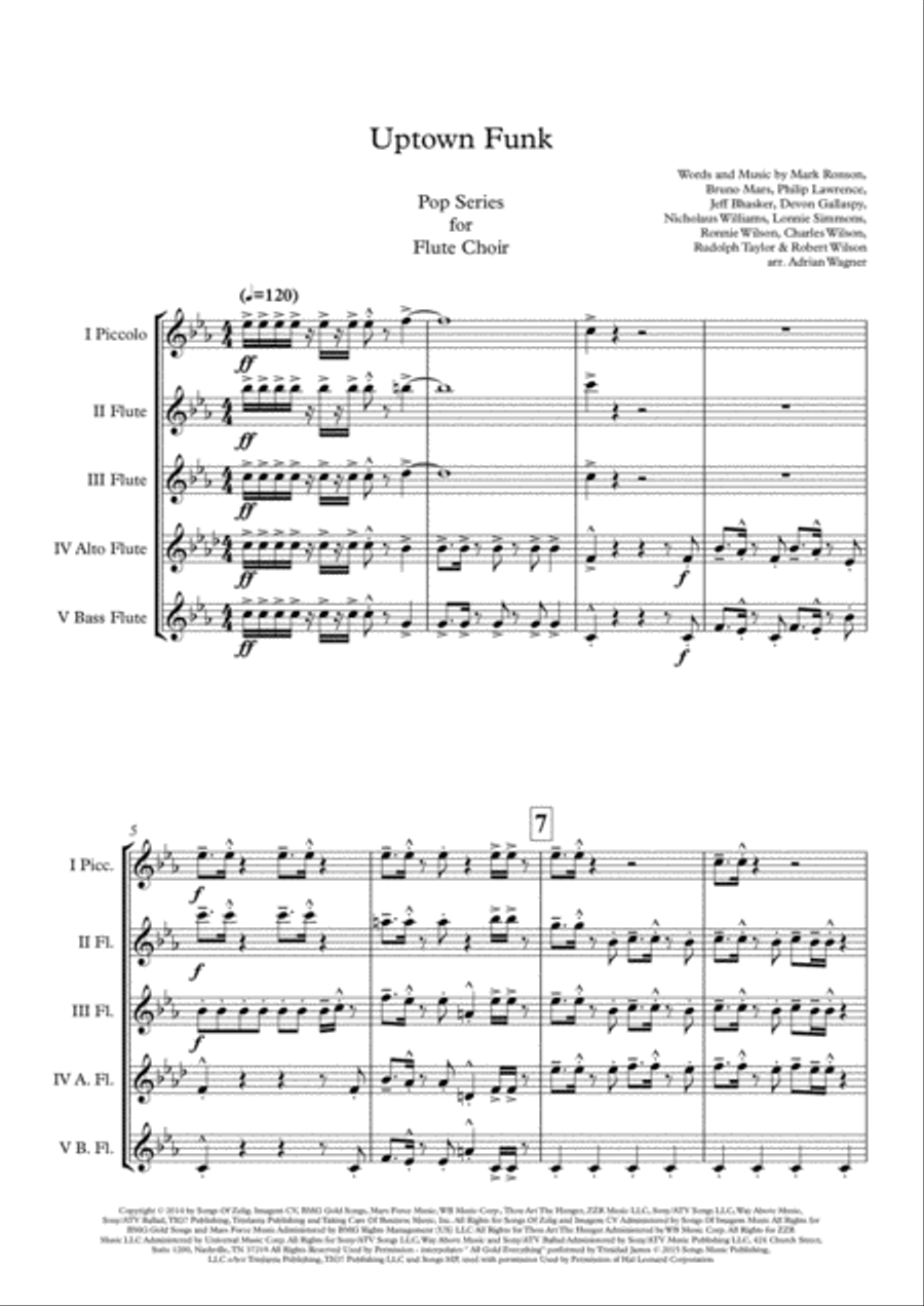 Uptown Funk Flute Choir scores gallery preview page 3