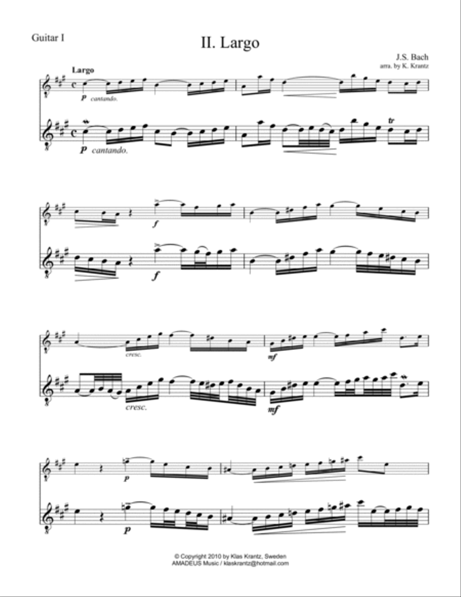 Arioso (Largo) from Cantata 156 for guitar quartet (ornamented) Guitar Ensemble scores gallery preview page 6