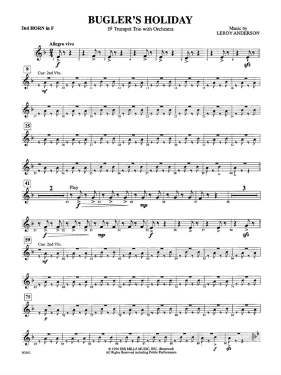Bugler's Holiday: 2nd F Horn Full Orchestra scores gallery preview page 1