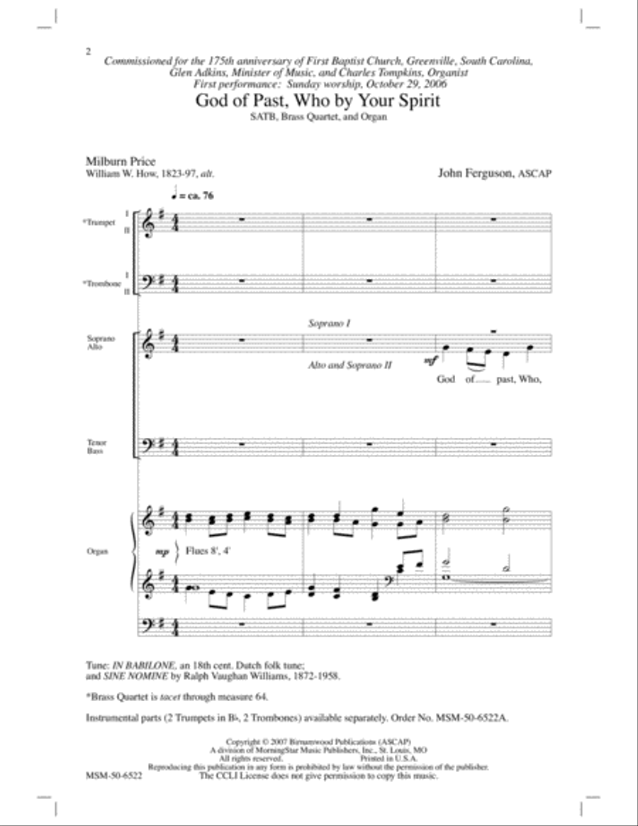 God of Past, Who By Your Spirit 4-Part scores gallery preview page 2