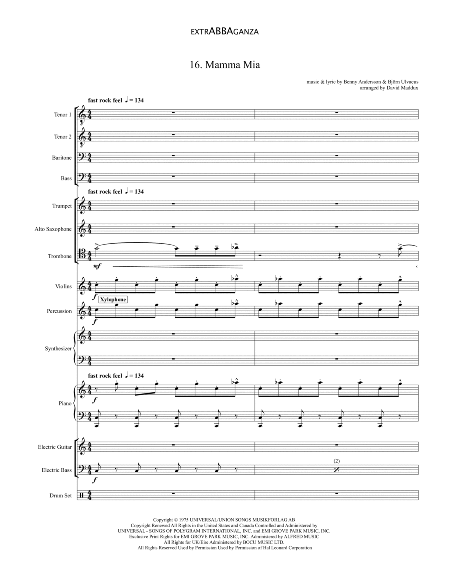 Mamma Mia by ABBA Large Ensemble - Digital Sheet Music