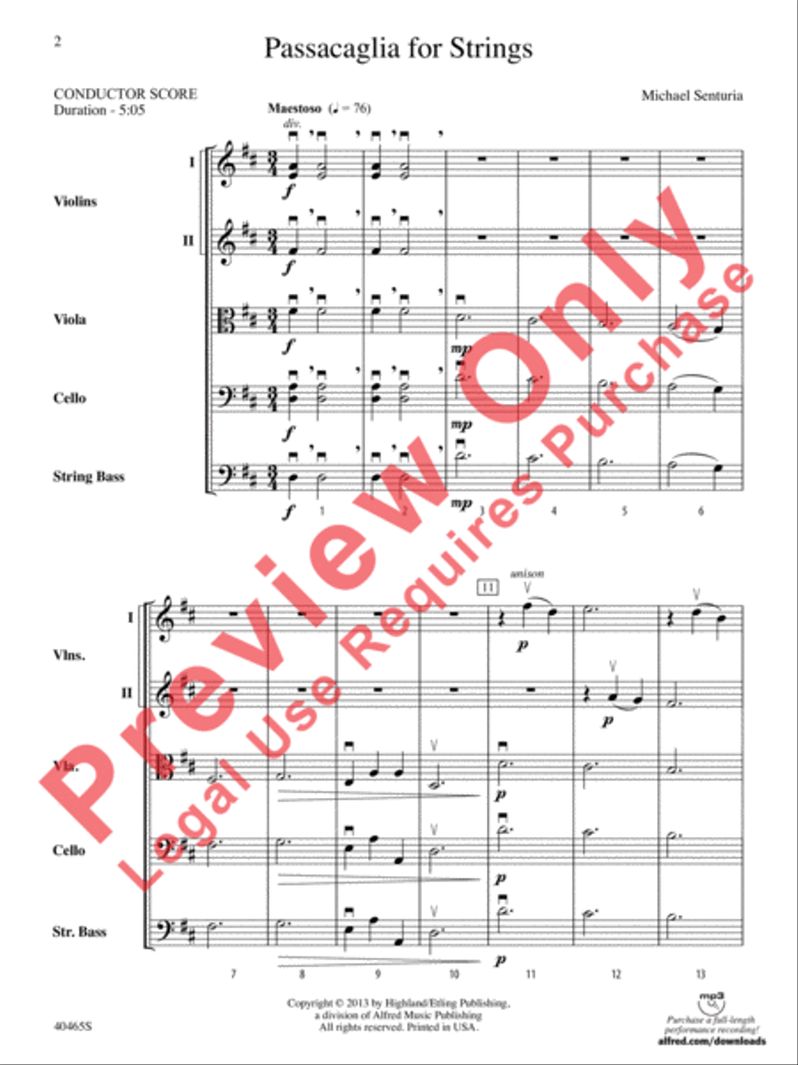 Passacaglia for Strings String Orchestra scores gallery preview page 3