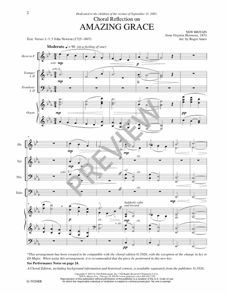 Choral Reflection on Amazing Grace - Full Score and Parts