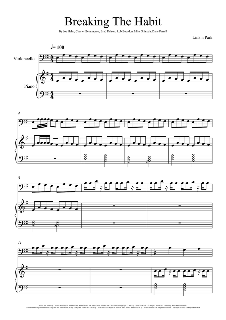 Breaking The Habit Voice scores gallery preview page 1
