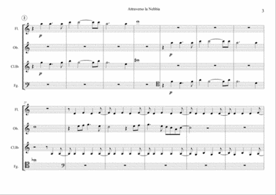 Attraverso La Nebbia (SCORE + PARTS) Woodwind Quartet scores gallery preview page 3