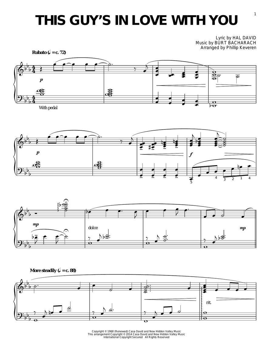 This Guy's In Love With You (arr. Phillip Keveren) Piano Solo scores gallery preview page 1
