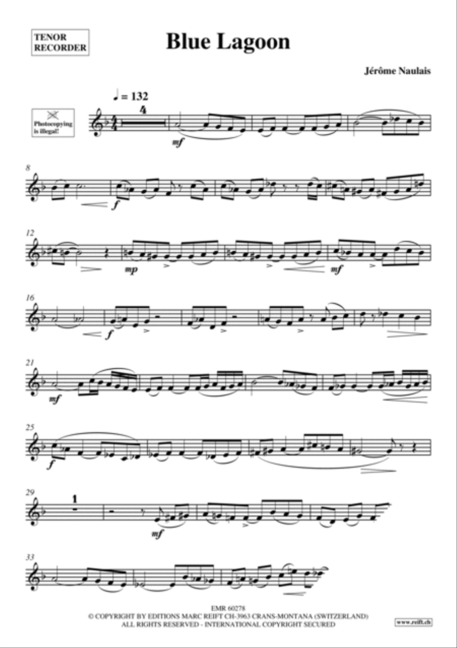 Blue Lagoon Tenor Recorder scores gallery preview page 4