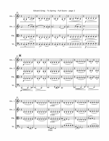 Grieg, E. - "To Spring" for String Quartet image number null