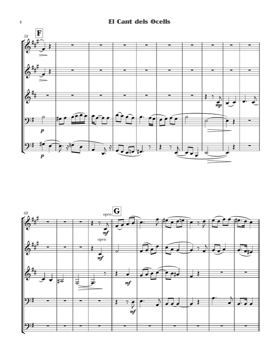 El Cant dels Ocells El Cant dels Ocells Brass Ensemble scores gallery preview page 6