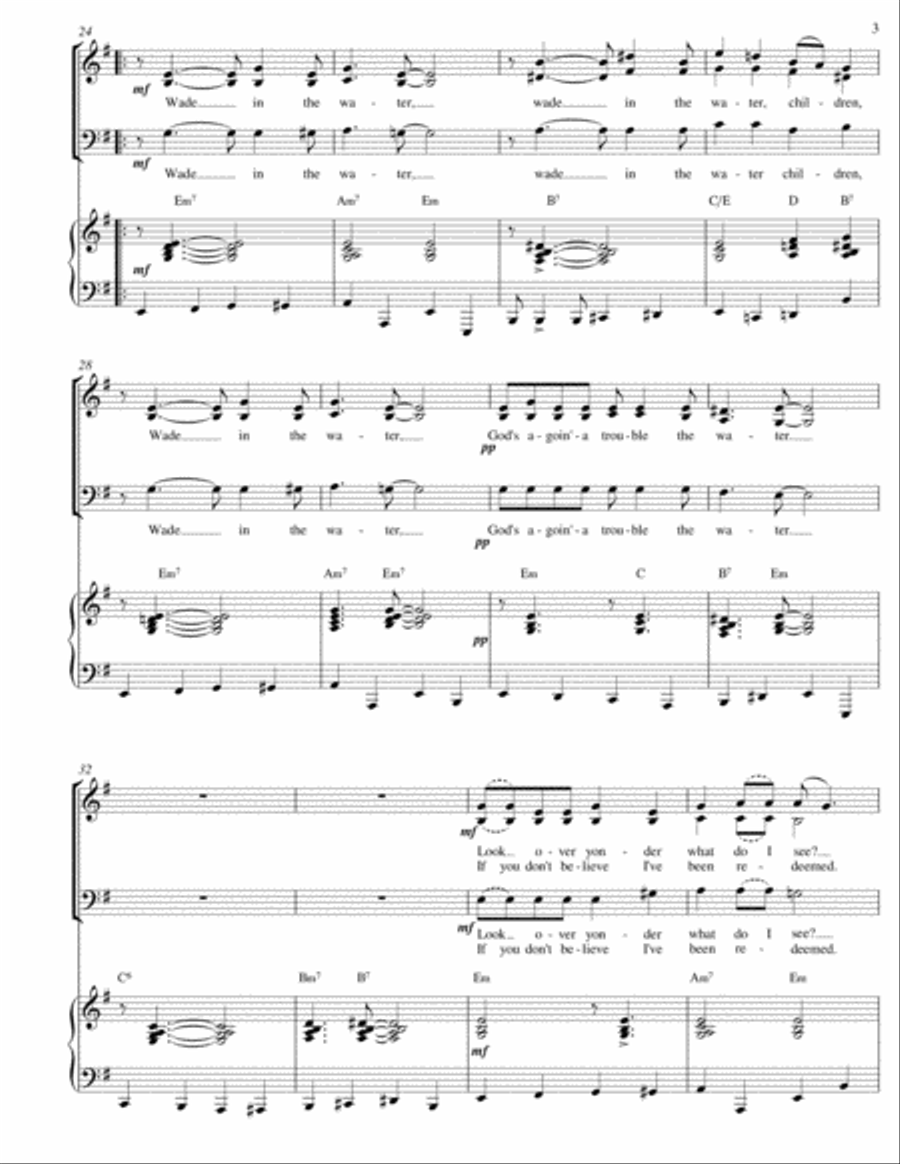 Wade in the Water - for SAB Choir and Piano 3-Part scores gallery preview page 3