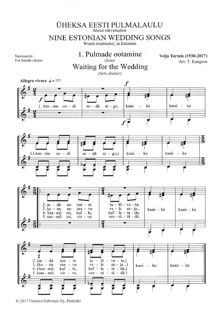 Üheksa eesti pulmalaulu / Nine Estonian Wedding Songs Children's Choir scores gallery preview page 1