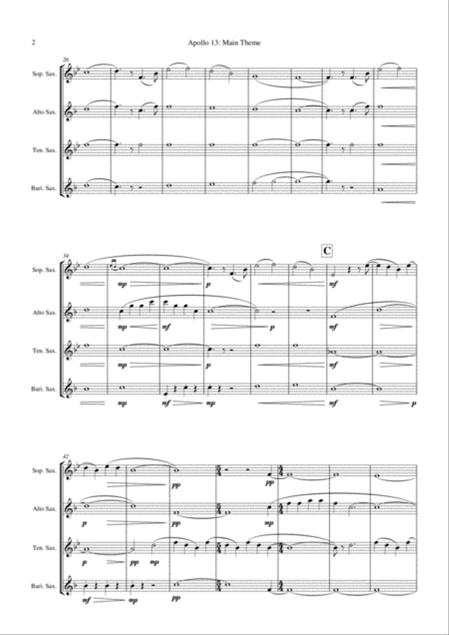 Main Title - Apollo 13 Saxophone Quartet scores gallery preview page 4