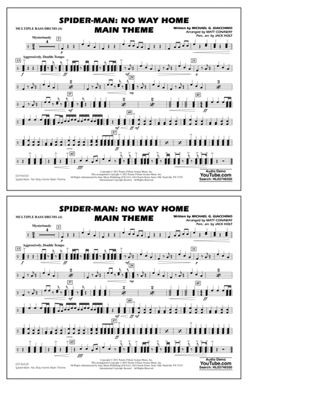 Spider-Man: No Way Home Main Theme (arr. Conaway) - Multiple Bass Drums