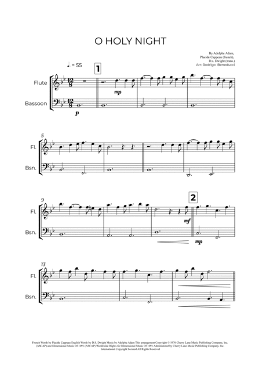 O Holy Night Woodwind Duet scores gallery preview page 2