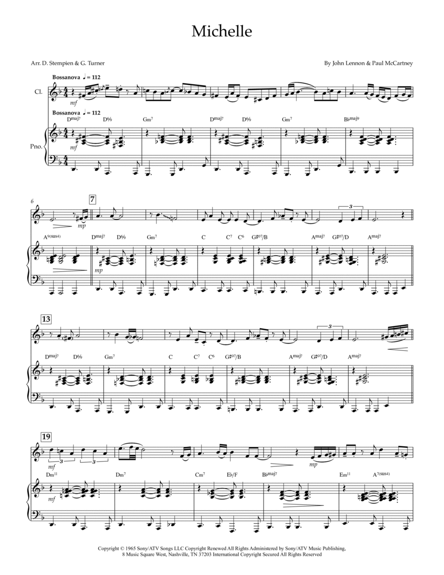 Michelle B-Flat Clarinet scores gallery preview page 1