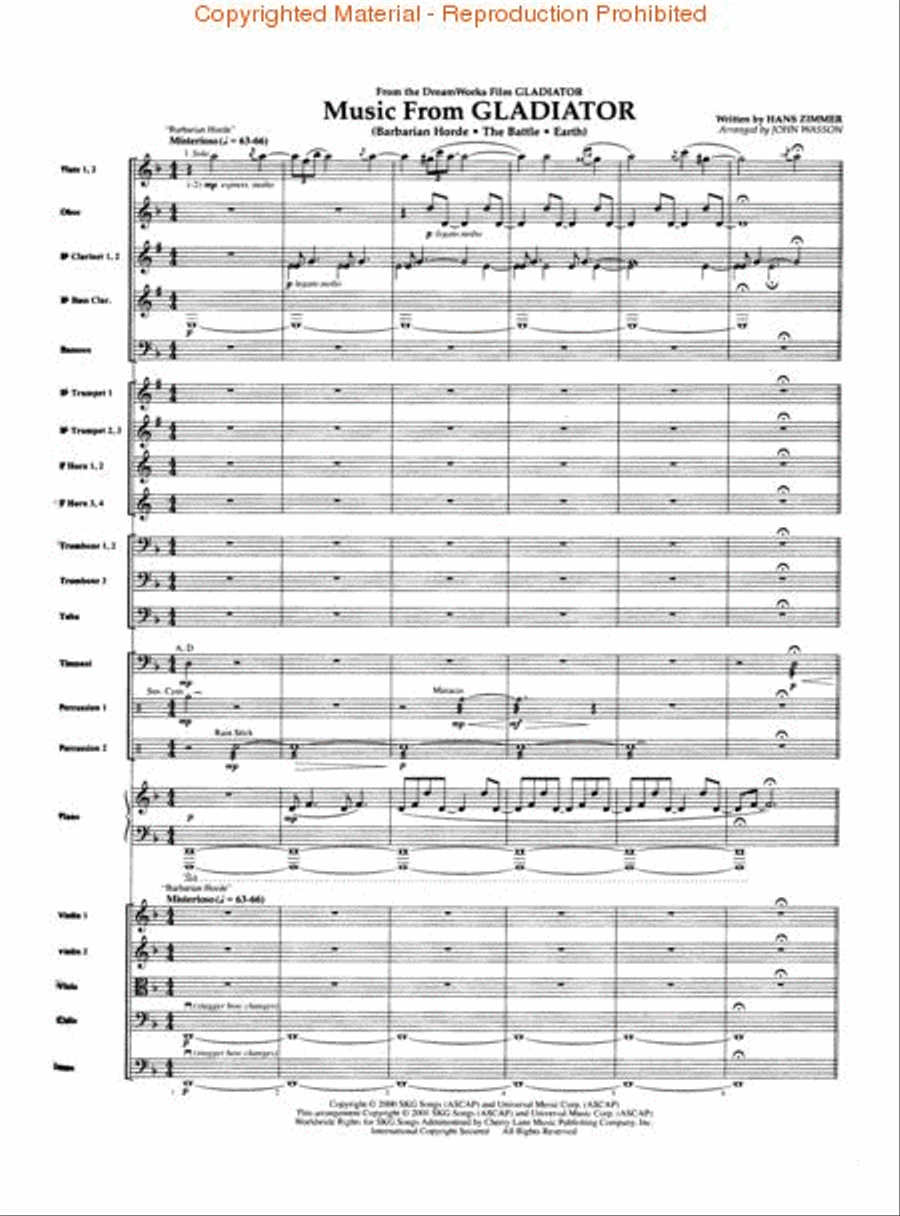Music from Gladiator Full Orchestra scores gallery preview page 2