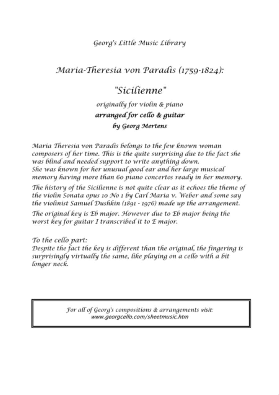 The 3 Cello Pieces from the Royal Wedding arr. for Cello & Guitar String Duet scores gallery preview page 3
