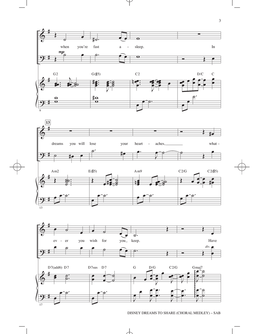 Disney Dreams To Share (Choral Medley) 3-Part scores gallery preview page 2